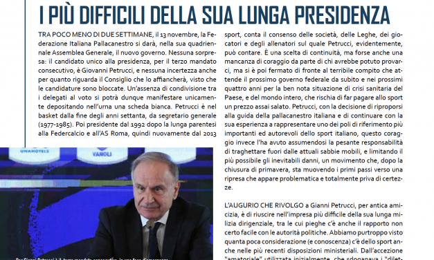 EDITORIALE – Petrucci al vertice altri quattro anni, i più difficili della sua lunga presidenza