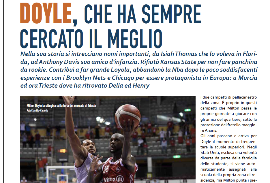 Doyle, tra Stati Uniti ed Europa, ora guida la sua Trieste