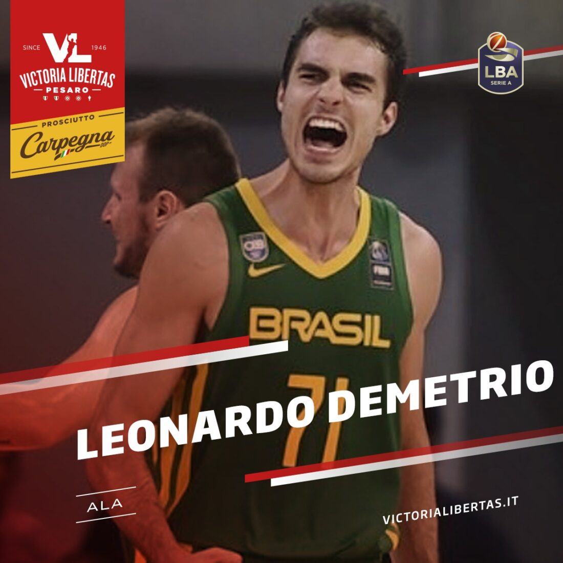 Maillot Errea Pesaro Basket 2' Canotta 71 Demetrio – LBA Lega Basket 2021/2022 – Neuf