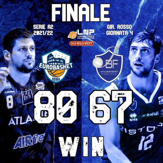 Prima vittoria casalinga dell’Eurobasket Roma, sconfitta Fabriano 80-67 al PalaCoccia di Veroli