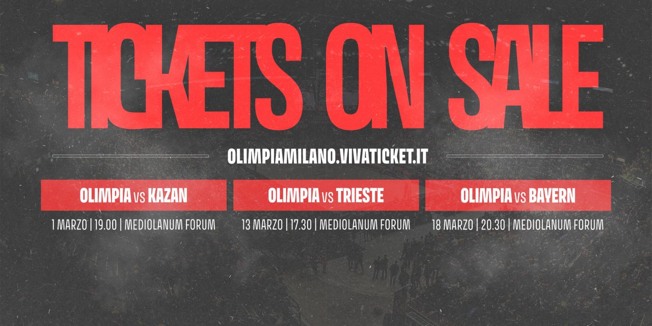 Milano, in vendita i biglietti singoli per le gare contro Unics Kazan, Trieste e Bayern