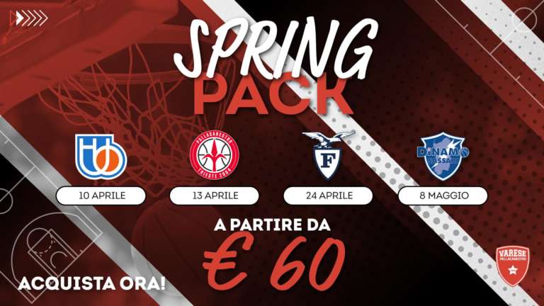 Varese, “Spring Pack” il mini-abbonamento per le sfide contro Treviso, Trieste, Fortitudo Bologna e Sassari