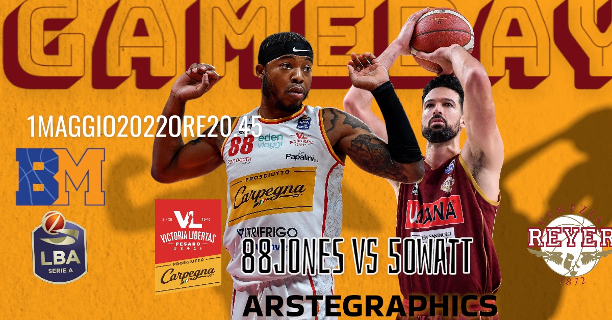 Il Gameday è Pesaro-Venezia: spicca la sfida tra i due centri Jones e Watt