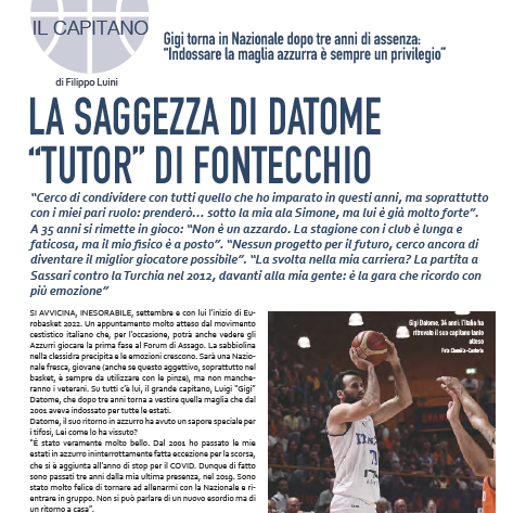 BM 83 – Gigi Datome, cuor di capitano: l’ala ci parla in esclusiva prima di EuroBasket2022