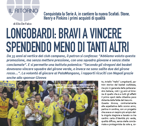 BM83 – Scafati ritrova la Serie A: la gioia di Nello Longobardi