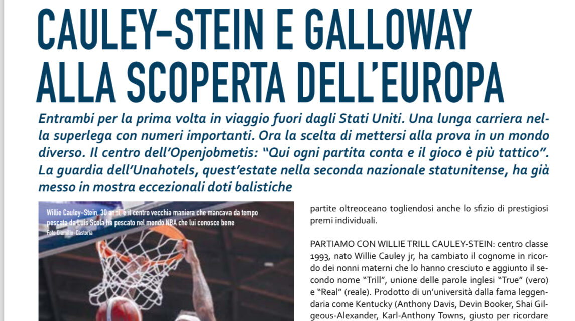 SU BM 92 APPENA USCITO IN EDICOLA GALLOWAY E CAULEY-STEIN DALLA NBA A REGGIO EMILIA E VARESE