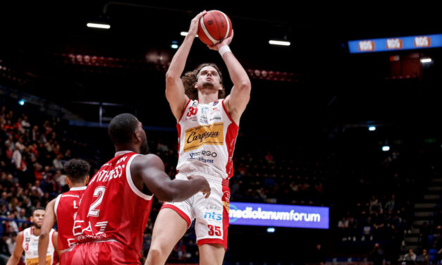 BM ON LBA/ MILANO CADE ANCHE IN CAMPIONATO, AL FORUM VINCE PESARO  82-90 – di GIANFRANCO PEZZOLATO