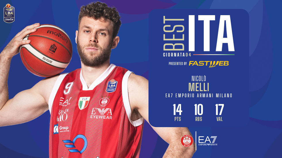 NICOLÒ MELLI È “THE BEST ITA” FASTWEB DELLA 4ª GIORNATA