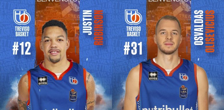 DUE NUOVI ARRIVI IN CASA NUTRIBULLET TREVISO: IL PLAY JUSTIN ROBINSON E L’ALA OSVALDAS OLISEVICIUS