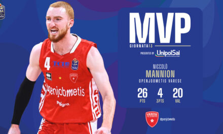 Nico Mannion è MVP e best Ita dela 13a giornata di serie A Unipolsai 2023/24