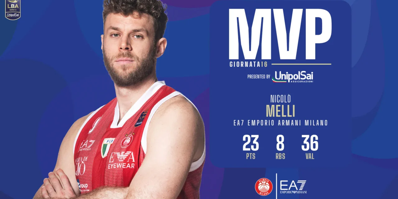 LBA Serie A UnipolSai: Nicolo Melli è MVP e The Best Ita del 16° turno