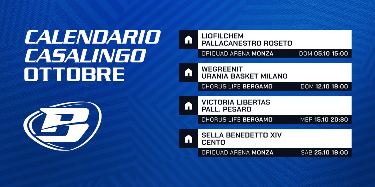 La Gruppo Mascio Blu Basket Bergamo alla Chorus Arena il 12 e 15 ottobre contro Milano e Pesaro