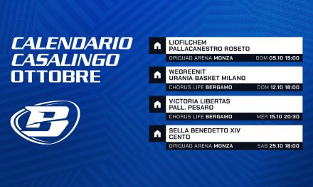 La Gruppo Mascio Blu Basket Bergamo alla Chorus Arena il 12 e 15 ottobre contro Milano e Pesaro