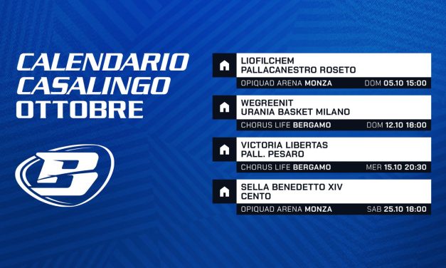 La Gruppo Mascio Blu Basket Bergamo alla Chorus Arena il 12 e 15 ottobre contro Milano e Pesaro
