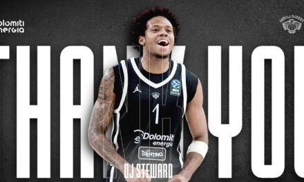 Aquila Basket Trento, DJ Steward utilizza la clausola d’uscita dal contratto e saluta i bianconeri