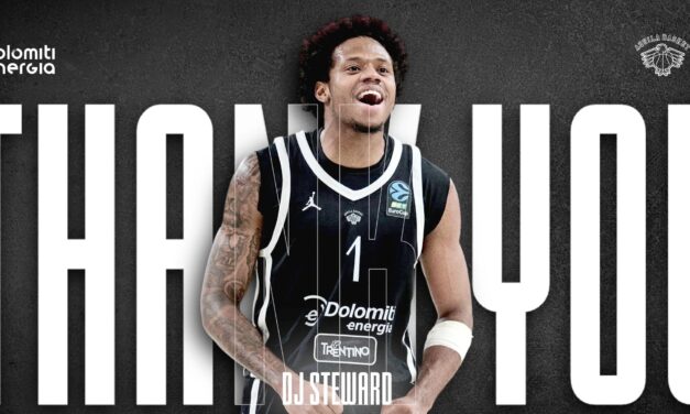 Aquila Basket Trento, DJ Steward utilizza la clausola d’uscita dal contratto e saluta i bianconeri